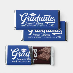 2023 Graduate Royal Blue Script Custom Graduation Hershey Bar Favors