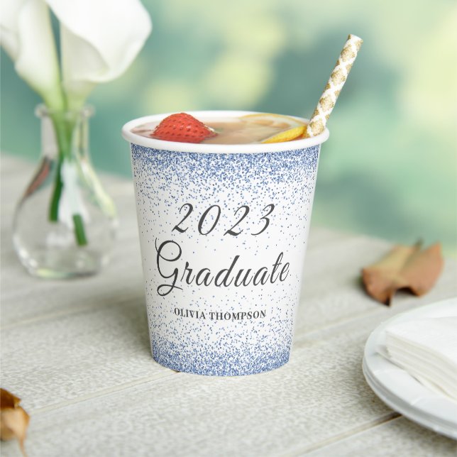 2023 Graduation Blue Glitter Paper cup (Insitu)