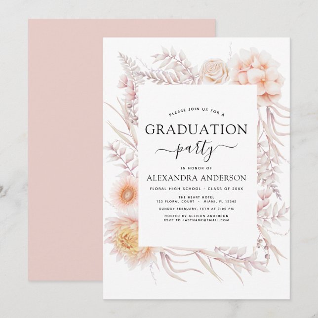 2023 Graduation Boho Chic Dusty Pink Desert Invitation (Front/Back)