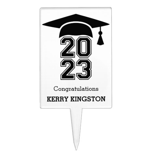 2023 Graduation grad cap black personalized Cake Topper
