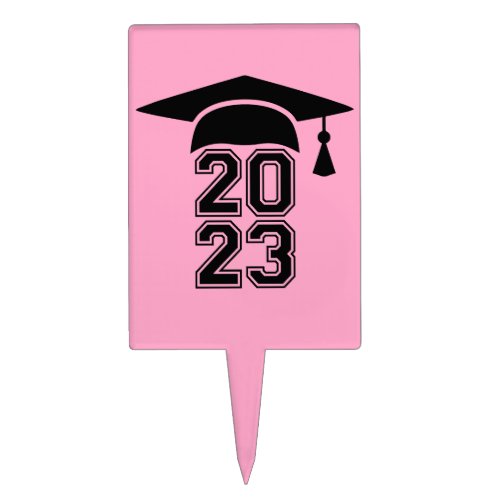 2023 Graduation grad cap pink black Cake Topper