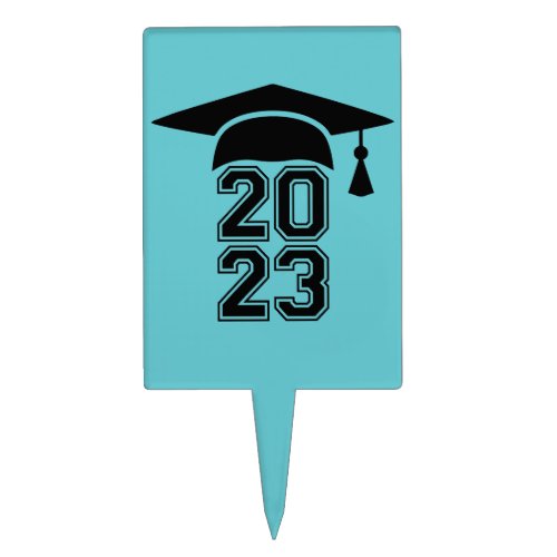 2023 Graduation grad cap sky blue black  Cake Topp Cake Topper