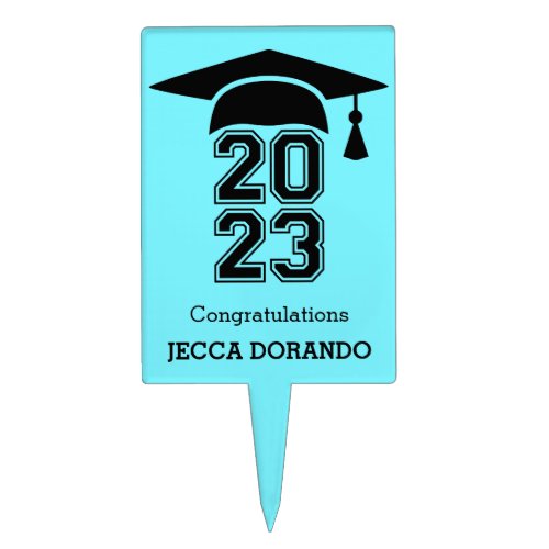 2023 Graduation grad cap sky blue personalized Cake Topper