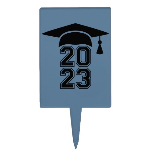 2023 Graduation grad cap slate blue black Cake Topper