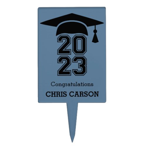 2023 Graduation grad cap slate blue personalized Cake Topper