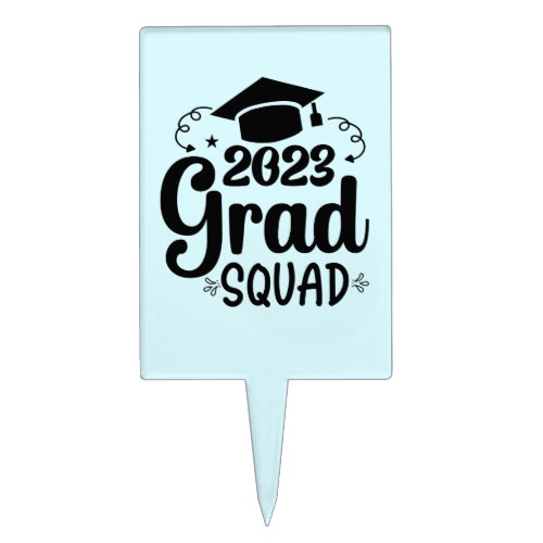 2023 Graduation grad squad cap tassel light blue Cake Topper