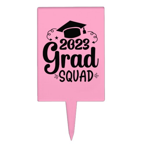 2023 Graduation grad squad cap tassel pink Cake Topper
