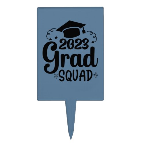 2023 Graduation grad squad cap tassel slate blue Cake Topper