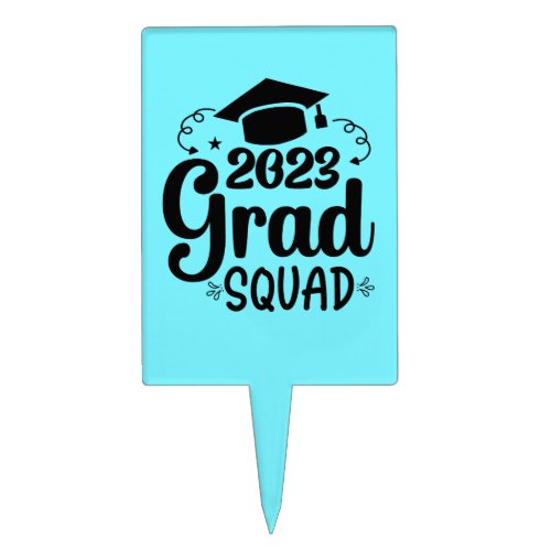 2023 Graduation grad squad cap tassel turquoise Cake Topper