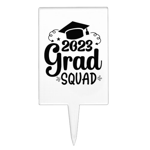 2023 Graduation grad squad cap tassel white Cake Topper
