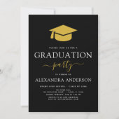 2023 Graduation Party Black Gold Modern Elegant Invitation (Front)