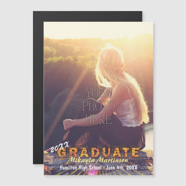 2023 Graduation Party Boho Chic Sunshine Colors Magnetic Invitation (Front/Back)
