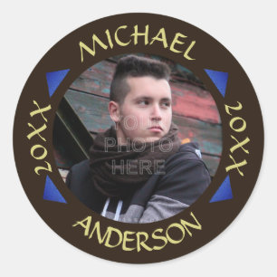 2023 Graduation Party Photo Personalized Modern Classic Round Sticker