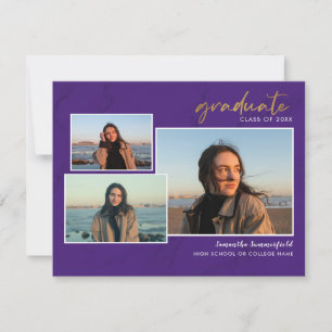 2023 Graduation Photo Collage Purple Script Grad
