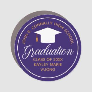 2023 Graduation Purple Gold Custom School Colors Car Magnet