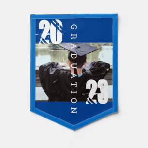 2023 Graduation Typography Bold Photo Blue Pennant