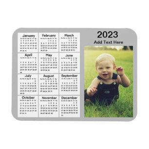 2023 Gray Mini Photo Calendar    Magnet