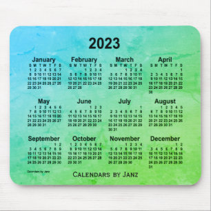 2023 Green Leaf Gray Calendar by Janz Mouse Pad