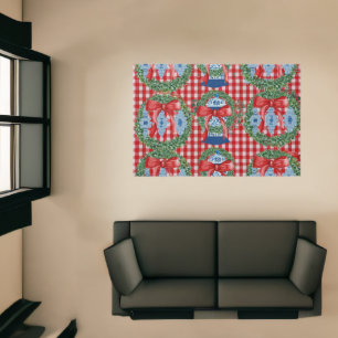 2023 Green Red Ginger Jars Gingham Rug