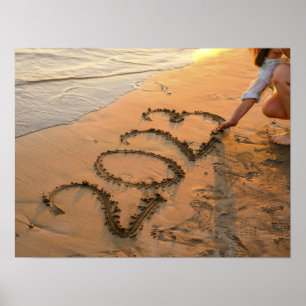 2023 Happy New Year, Beach Sand Writing Poster