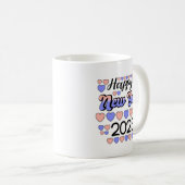 2023 Happy New Year Colorful text and hearts Coffee Mug (Front Right)