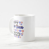 2023 Happy New Year Colorful text and hearts Coffee Mug (Front Left)