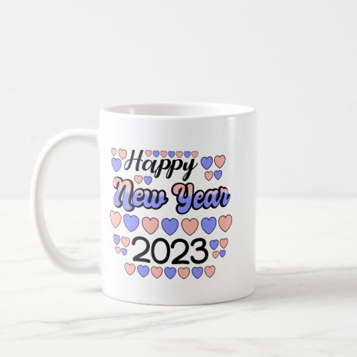 2023 Happy New Year Colorful text and hearts Coffee Mug