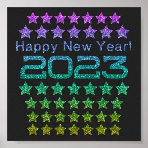 2023 happy new year design with colorful Glitter Poster