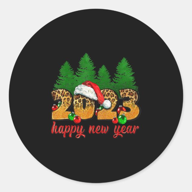 2023 Happy New Year Leopard New Years Eve Party Su Classic Round Sticker (Front)