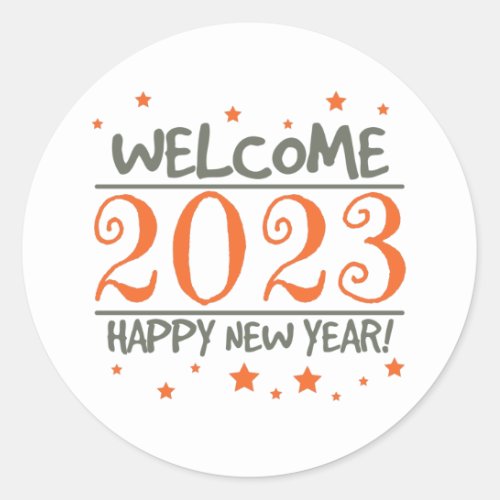 2023 Happy New Year with Colorful text Classic Round Sticker
