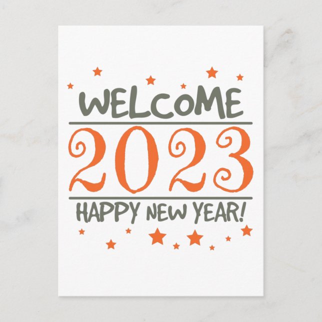 2023 Happy New Year with Colorful text Postcard (Front)