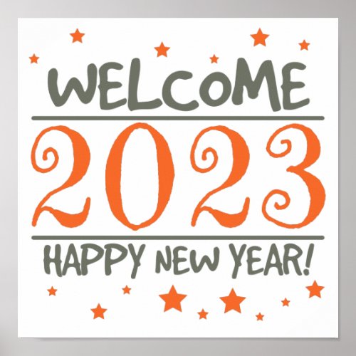 2023 Happy New Year with Colorful text Poster