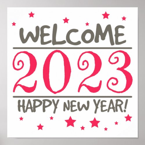 2023 Happy New Year with Colorful text Poster
