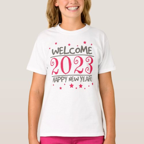 2023 Happy New Year with Colorful text T_Shirt