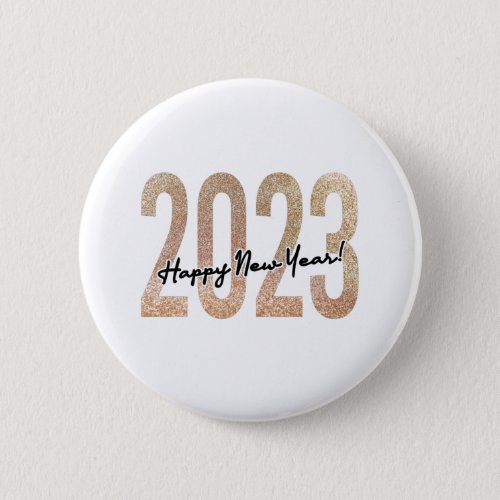 2023 happy new year with golden glittery text button