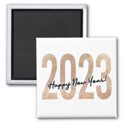 2023 happy new year with golden glittery text magnet