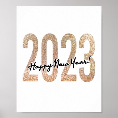 2023 happy new year with golden glittery text poster