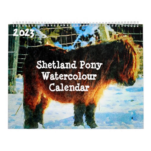 2023 Hardy Shetland Ponies Watercolor Painting Art Calendar