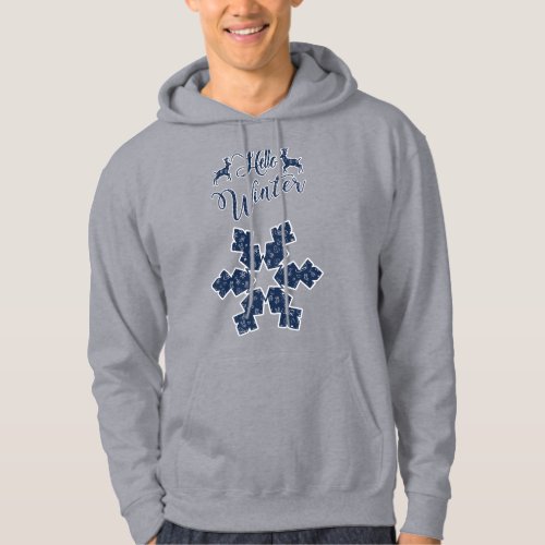 2023 Hello Winter Holiday Snowflake Pattern Hoodie