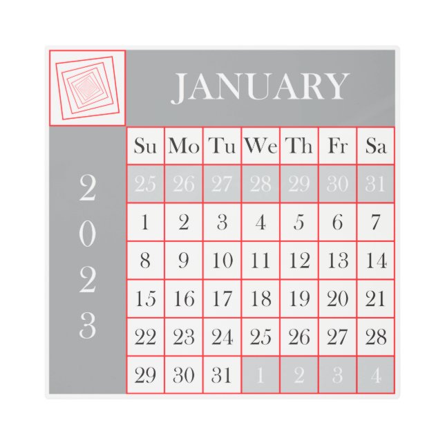 2023 JANUARY CALENDAR SQUARE METAL PRINT (Front)