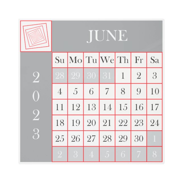 2023 JUNE CALENDAR SQUARE METAL PRINT (Front)