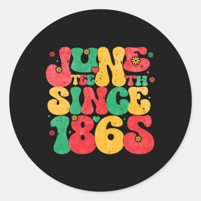 2023 Junenth Since 1865 Black Distressed Classic Round Sticker (Front)