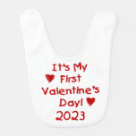 2023 Kid Text First Valentine&#39;s Day Baby Bib at Zazzle
