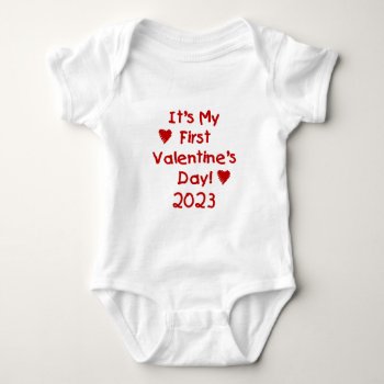 2023 Kid Text First Valentine's Day Baby Bodysuit by valentines_store at Zazzle