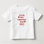 2023 Kid Text First Valentine&#39;s Day T-shirt at Zazzle