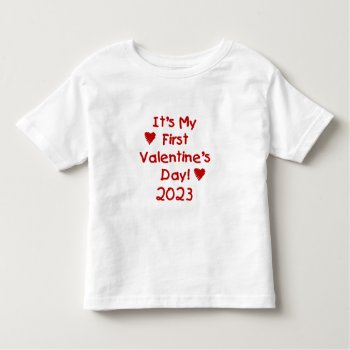 2023 Kid Text First Valentine's Day T-shirt by valentines_store at Zazzle