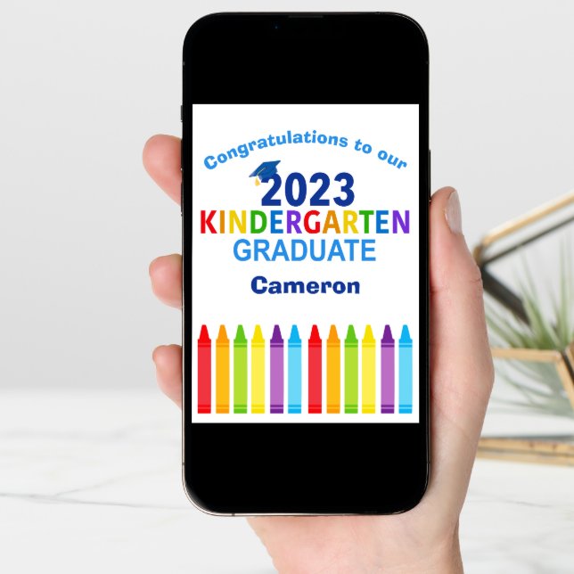 2023 Kindergarten Graduate Custom Cute Graduation Card (Front Digital)