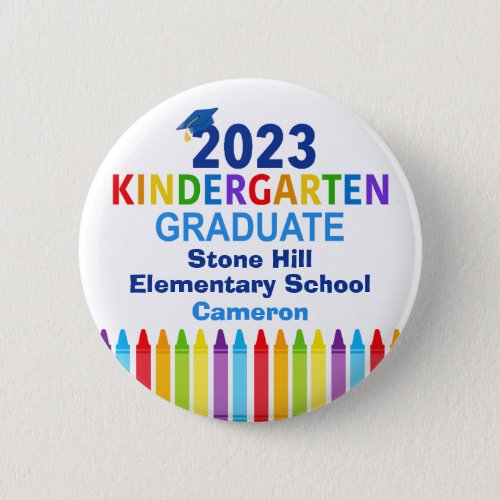 2023 Kindergarten Graduation Custom Cute Name Tag Button