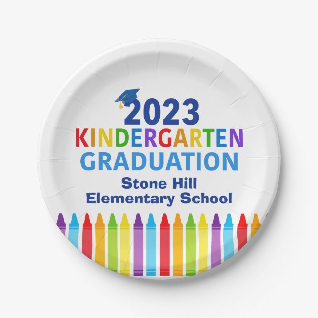 2023 Kindergarten Graduation School Custom Party Paper Plates (Front)