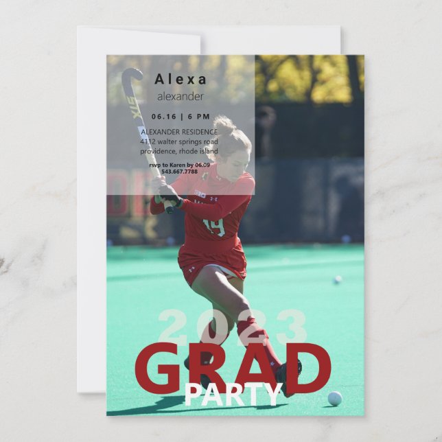 2023 Lacrosse Photo Graduation Party  Invitation (Front)